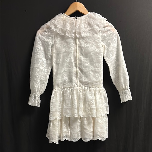 Dorissa international Nicole White lace Ruffled dress Bishop Sleeves size 7 - Picture 7 of 9